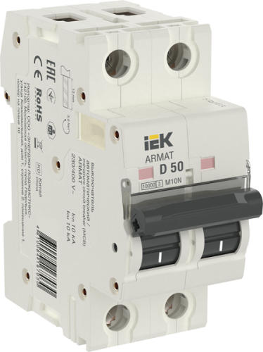 IEK ARMAT Выключатель автоматический двухполюсный D 50А M10N (AR-M10N-2-D050)