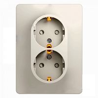 SCHNEIDER ELECTRIC GLOSSA Розетка двойная с заземлением со шторками в сборе молочный (GSL000926)
