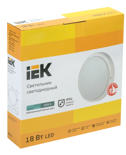 IEK Светильник светодиодный ДПО 4004 18Вт 4000K IP54 круглый пластиковый белый (LDPO0-4004-18-4000-K01) фото 2