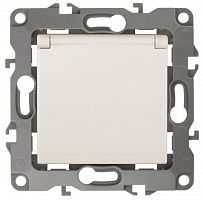 ЭРА Розетка 2P+E Schuko со шторками с крышкой, 16А-250В, б.л., , слоновая кость, 12-2003-02 (Б0038807)