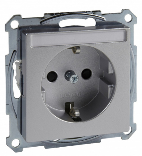 SCHNEIDER ELECTRIC Механизм розетки Schuko с полем для надписи алюминий (MTN2302-0460)