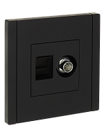 IEK FORTE&PIANO Розетка двойная TV+RJ45 кат.6 FP137 черный  (FP-AK20-2-K02)