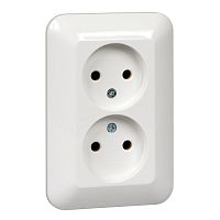SCHNEIDER ELECTRIC ПРИМА Розетка двойная скрытая белая без заземления и шторок 16А 250В (RS16-211-B)