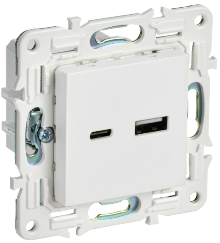 IEK SKANDY Розетка USB A+C 18Вт SK-R13W арктический белый  (SK-U22-018-K01)