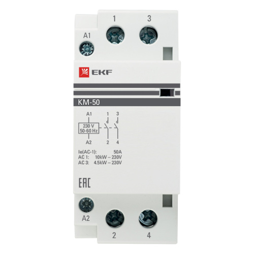 EKF Контактор модульный двухполюсный 50А 220В  (2но) (km-2-50-20) фото 2
