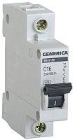 IEK Выключатель автоматический однополюсный 16А C ВА47-29 GENERICA 4.5кА (MVA25-1-016-C)
