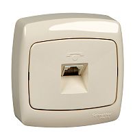 SCHNEIDER ELECTRIC Розетка телефонная РОНДО ОУ с монтажной пластиной слоновая кость (RT-4AM-SI)