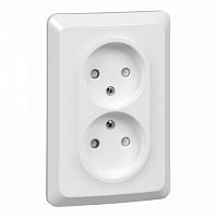 SCHNEIDER ELECTRIC ЭТЮД Розетка двойная скрытой установки без заземления со шторками 16А 250B, белый (PC16-106B)