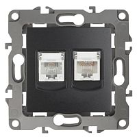 ЭРА Розетка комбинированная RJ45+RJ11, , антрацит, 12-3109-05 (Б0018252)