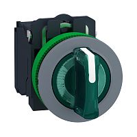 SCHNEIDER ELECTRIC Переключатель 22мм, 3 позиции, 24В, зеленый, с подсветкой, заподлицо, 1НО, 1НЗ, пластик C0 (XB5FK133B5C0)