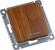 HEGEL MASTER Выключатель двухклавишный с индикацией, скрытой установки, в рамку, дуб (ВС10-452-05)