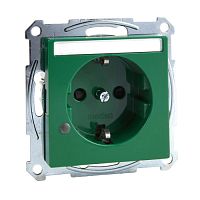SCHNEIDER ELECTRIC Механизм розетки Schuko с полем для надписи с индикаторной лампой зеленый (MTN2303-0304)