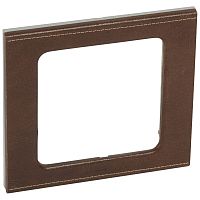 LEGRAND Рамка, 2х5 модулей, коричневая текстурная кожа (069407 )