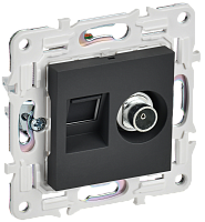 IEK SKANDY Розетка двойная TV+RJ45 кат.6E SK-A15G графит  (SK-AK20-2-K53)