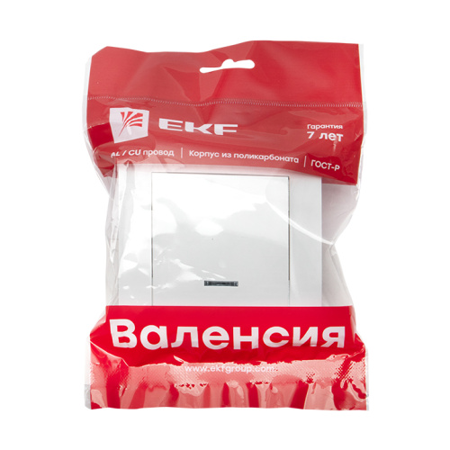 EKF Валенсия выключатель 1-кл. 10А белый с индикатором EKF PROxima (EWV10-121-10) фото 3
