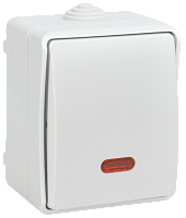 IEK FORS Выключатель 1-клавишный проходной с индикацией для открытой установки 10А IP54 ВС20-1-1-ФБ белый (EVS11-K01-10-54-DC)