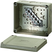 HENSEL Коробка клеммная 5 положений до 6/10мм2 119х139х70 IP66 серая стойкая к УФ (KF 9065)