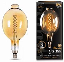 GAUSS Лампа светодиодная LED 8Вт Е27 2400К 620Лм Vintage Filament Flexible BT180 8W 180*360mm Golden Gaus (152802008)