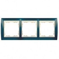 SIMON Рамка на 3 поста S82 синий металлик - слоновая кость (82734-64)