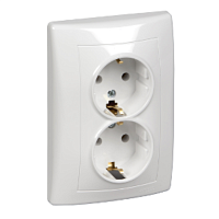 SCHNEIDER ELECTRIC Sedna Розетка двойная с заземлением без шторок белая в сборе (SDN3000621)