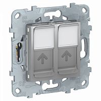 SCHNEIDER ELECTRIC Розетка UNICA NEW компьютерная RJ45 двойная категория 6 UTP алюминий (NU542430)