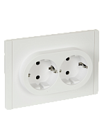 IEK FORTE&PIANO Розетка 2-местная с заземлением с защитными шторками безвинтовое крепление 16А FP223 белый  (FP-R24-16-1-K01)