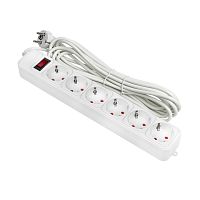 EKF Фильтр сетевой 6x5м 10А/2.2кВт с выключателем с заземлением ПВС 3х0.75 Блокбастер PROxima (UFP10-375-6-05)