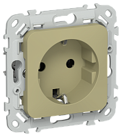FLITE Розетка с заземлением без защитных шторок безвинтовое крепление 16А  оливковый (FI-R11-16-1-K26)
