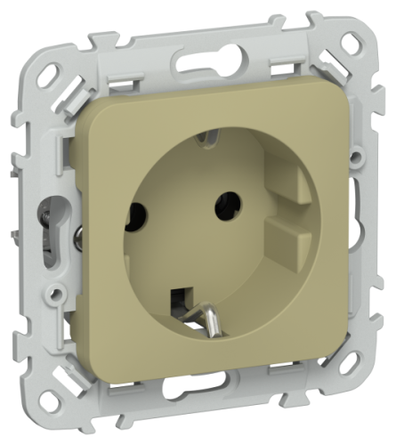 FLITE Розетка с заземлением без защитных шторок безвинтовое крепление 16А  оливковый (FI-R11-16-1-K26)