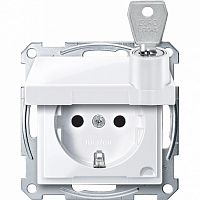 SCHNEIDER ELECTRIC Механизм розетки Schuko с крышкой запирающейся на замок белый (MTN2315-0325)
