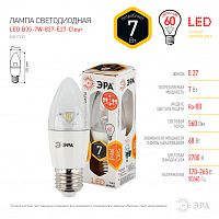 ЭРА Лампа светодиодная LED B35-7W-827-E27-Clear   (диод,свеча,7Вт,тепл, E27)  (6/60/2640)  (Б0017237)