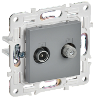 IEK SKANDY Розетка двойная TV+SAT SK-A13Gr серый  (SK-AF20-O-K03)