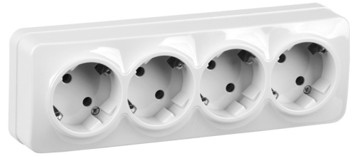 IEK GLORY Розетка четырехместная наружная с заземлением белая (ERH41-K01-16)