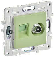 IEK SKANDY Розетка двойная TV+RJ45 кат.6E SK-A15G мятный  (SK-AK20-2-K06)