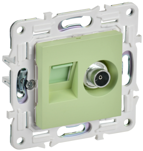 IEK SKANDY Розетка двойная TV+RJ45 кат.6E SK-A15G мятный  (SK-AK20-2-K06)