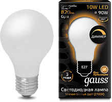 GAUSS Лампа светодиодная LED 10Вт E27 2700К Filament A60 OPAL dimmable  (102202110-D)