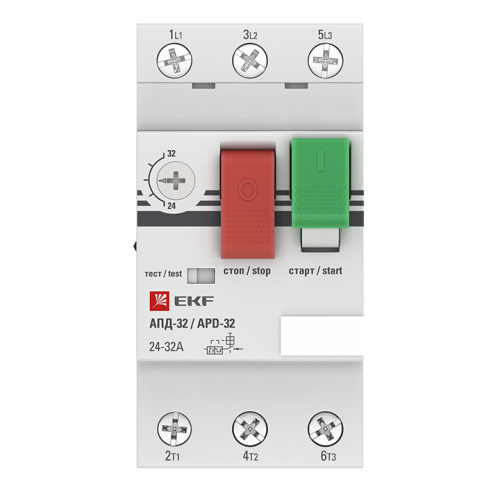 EKF Мотор-автомат 1.6-2.5А АПД32-2.5 управление кнопками винтовые зажимы (apd2-1.6-2.5) фото 3