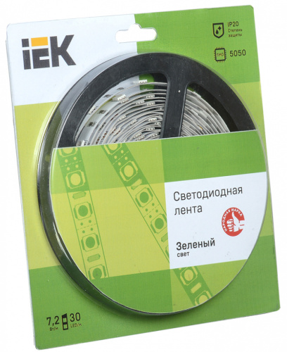 IEK Лента светодиодная LEDх30/м 5м 7.2w/m 12в зеленый (LSR2-5-030-20-1-05)