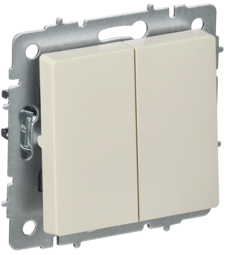 IEK BRITE Выключатель 2-клавишный перекрестный 10А ВС10-2-3-БрКр бежевый  (BR-V23-0-10-K10)