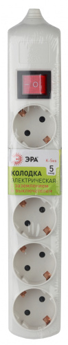 ЭРА Колодка 5гн, зазeмл, выкл  (10/40/1000) K-5es (C0045326)