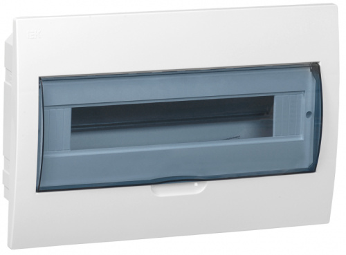 IEK Щит распределительный встраиваемый ЩРв-П-18 IP41 пластиковый белый прозрачная дверь (MKP12-V-18-40-10)