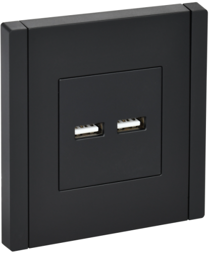 IEK FORTE&PIANO Розетка USB A+A 3,1А FP149 черный  (FP-U21-D31-K02)