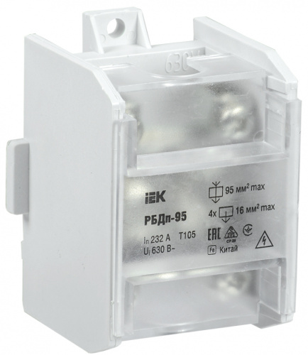 IEK Блок распределительный проходной РБДп-95 232/100А на DIN-рейку (1х95-4х16мм2) IEK