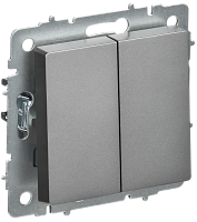 IEK BRITE Выключатель 2-клавишный перекрестный 10А ВС10-2-3-БрС сталь  (BR-V23-0-10-K46)