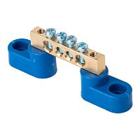 EKF Шина 0 N 6х9мм 4 отверстия латунь 2 синих угловых изолятора PROxima (sn0-2-63-04)