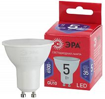 ЭРА Лампа светодиодная LED MR16-5W-865-GU10 R   (диод, софит, 5Вт, хол, GU10)  (10/100/2800)  (Б0045348)