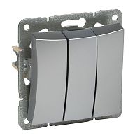 SCHNEIDER ELECTRIC ДУЭТ Выключатель трехклавишный в рамку серебро (WDE000331)