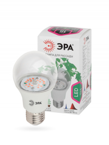 ЭРА Лампа светодиодная лампа для рассады тип А60, 10 Вт, 220-240V FITO-10W-RB-E27-K  (Б0039069)