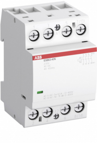 ABB Контактор ESB63-40N-06 модульный  (63А АС-1, 4НО), катушка 230В AC/DC (1SAE351111R0640)