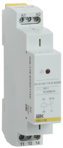 IEK Промежуточное реле OIR 1 конт (16А). 110 В AC/DC (OIR-116-ACDC110V)